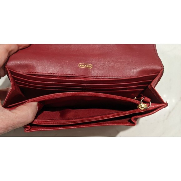 COACH Vintage Red Leather Madison Madeline East West Satchel & Matching Wallet - Picture 12 of 16